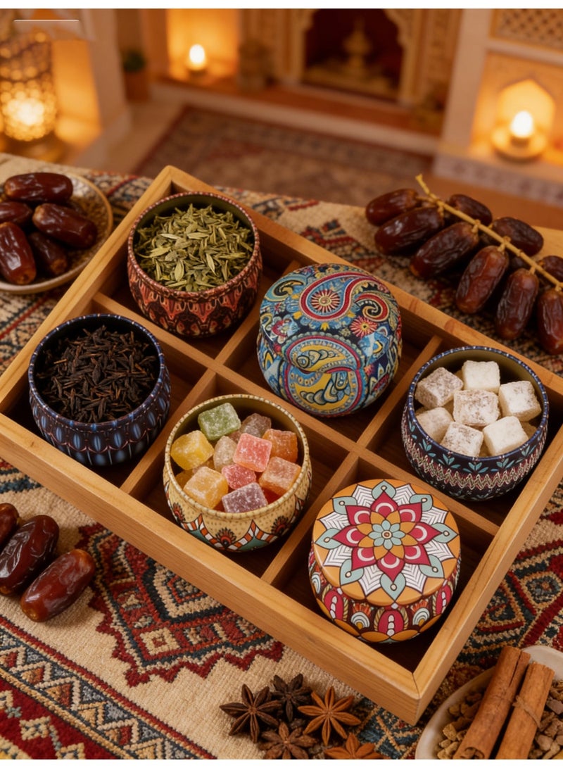 Monda 6-Piece Vintage Print Kitchen Storage Jar Set - Sealed Metal Jars for Sugar, Coffee, Tea, Candy, And Spices, Creating a Retro-Style Kitchen Storage Space - Image 3